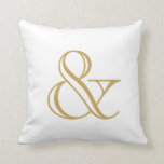 White And Gold Ampersand Cushion<br><div class="desc">Gold ampersand on white background.</div>