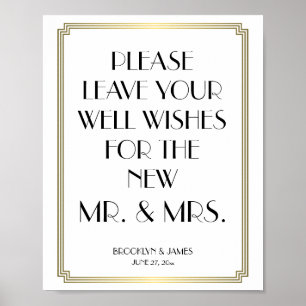 White And Gold Art Deco Gatsby Guestbook Sign 8x10