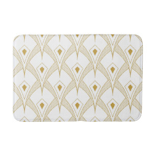 White and gold art-deco pattern bath mat