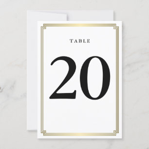White And Gold Art Deco Table Number