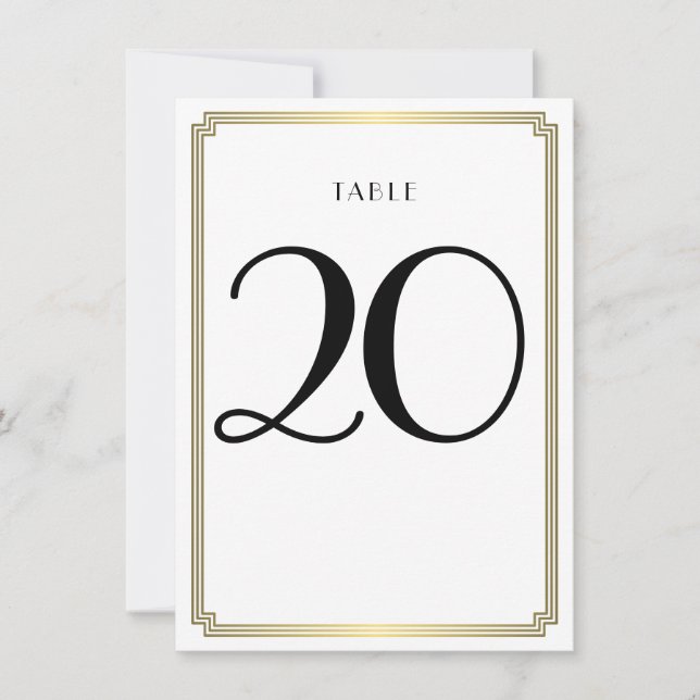 White And Gold Art Deco Table Number (Front)