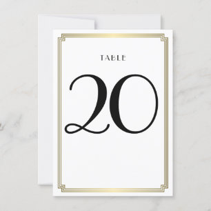 White And Gold Art Deco Table Number