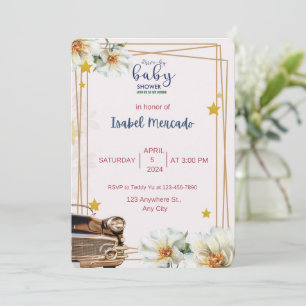 White and Gold Baby Shower Invitation