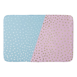 White and Gold Bronze Dot Pattern Bath Mat