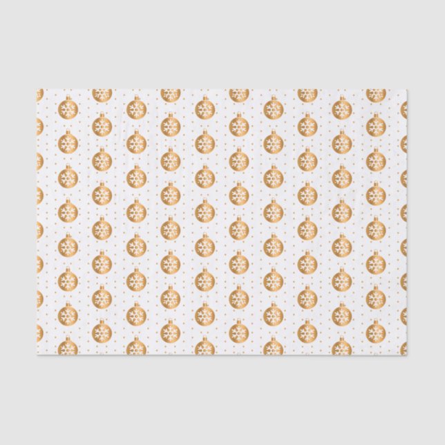 White and Gold Christmas Ornaments Tissue Paper (Front)