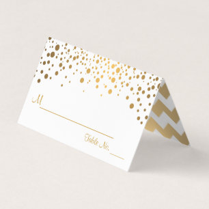 White and Gold Confetti 2 Place Cards