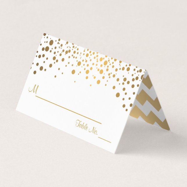 White and Gold Confetti 2 | Place Cards (Front)
