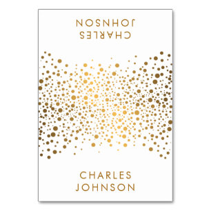 White and Gold Confetti Dots Place Cards