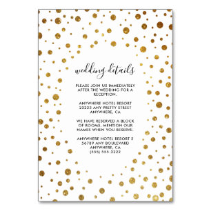 White and Gold Confetti Foil Wedding Insert Cards
