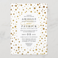 White and Gold Confetti Foil Wedding Invitations