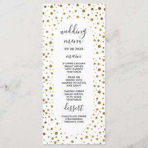 White and Gold Confetti Foil Wedding Menu Cards