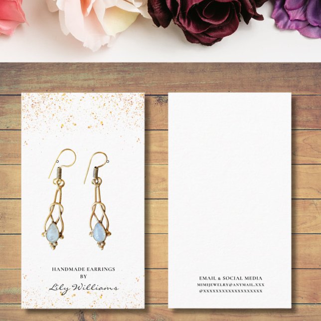 White and Gold Earring Display Holder Card (Creator Uploaded)
