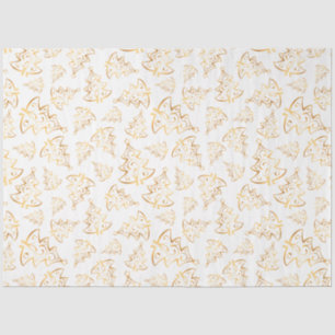 White and Gold Elegant Christmas Trees Tissue Paper
