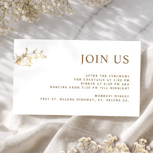 White and Gold Elegant Join Us Reception Wedding Enclosure Card
