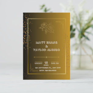White And Gold Elegant Wedding Invitation
