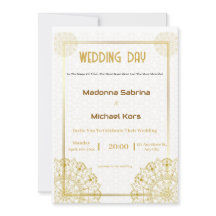 White and Gold Elegant Wedding Invitation