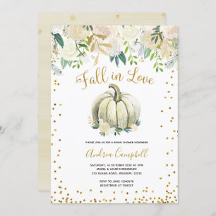 White and Gold Fall in Love Bridal Shower Invite