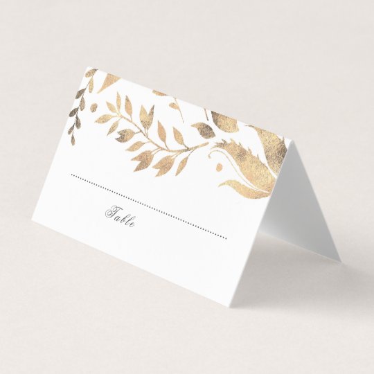 white and gold place cards