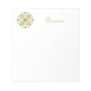 White and Gold Faux Diamond Notepad