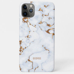 White and gold faux marble texture iPhone 11 pro max case