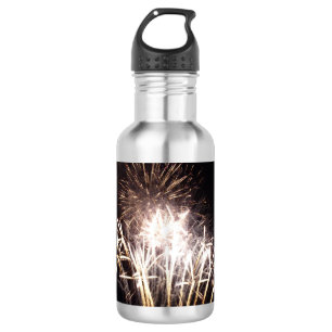 White and Gold Fireworks I Patriotic Celebration 532 Ml Water Bottle