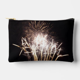 White and Gold Fireworks I Patriotic Celebration Accessory Pouch
