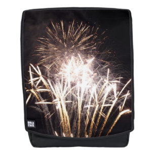 White and Gold Fireworks I Patriotic Celebration Backpack