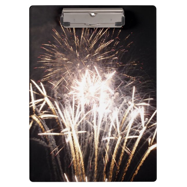 White and Gold Fireworks I Patriotic Celebration Clipboard (Front)