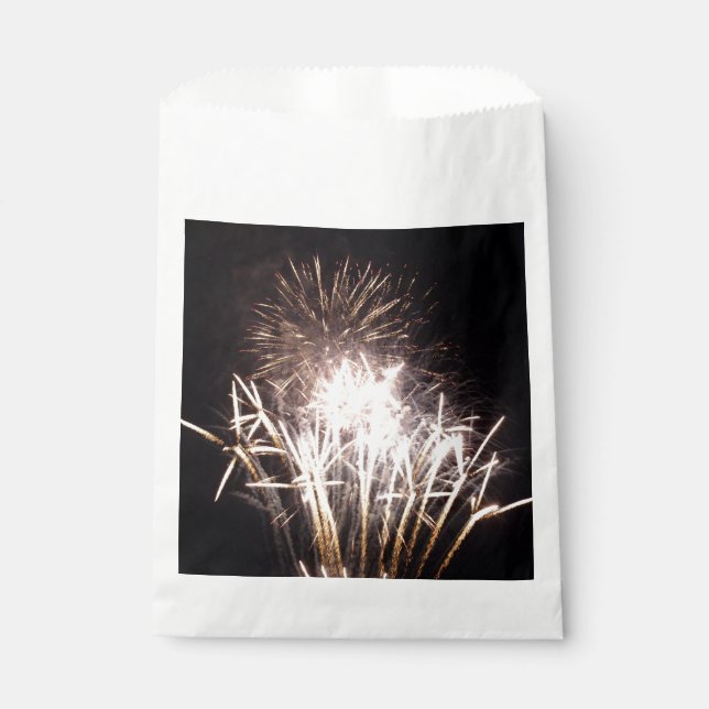 White and Gold Fireworks I Patriotic Celebration Favour Bag (Front)