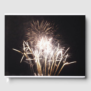 White and Gold Fireworks I Patriotic Celebration Guest Book