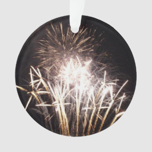 White and Gold Fireworks I Patriotic Celebration Ornament