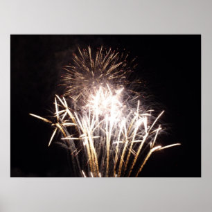 White and Gold Fireworks I Patriotic Celebration Poster