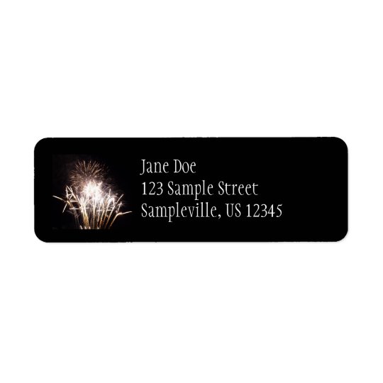 White and Gold Fireworks I Patriotic Celebration Return Address Label