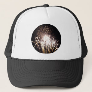 White and Gold Fireworks I Patriotic Celebration Trucker Hat