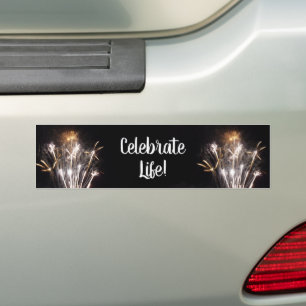 White and Gold Fireworks II Patriotic Celebration Bumper Sticker