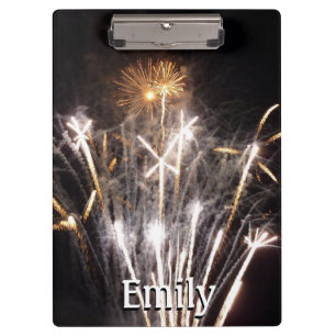 White and Gold Fireworks II Patriotic Celebration Clipboard