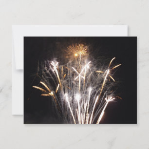 White and Gold Fireworks II Patriotic Celebration Holiday Card