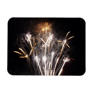White and Gold Fireworks II Patriotic Celebration Magnet