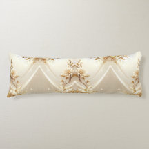 White and Gold Flowers Body Pillow