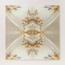 White and Gold Flowers Jigsaw Puzzle