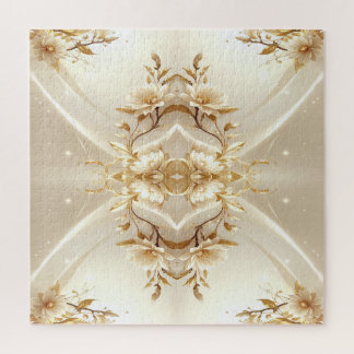 White and Gold Flowers Jigsaw Puzzle