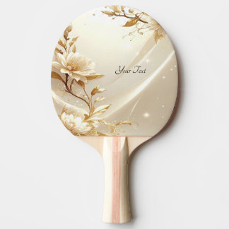 White and Gold Flowers Ping Pong Paddle