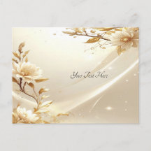 White and Gold Flowers Postcard