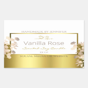 White and Gold Flowers Product Packaging Labels