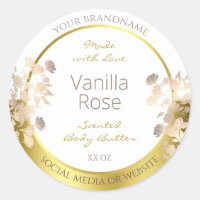 White and Gold Flowers Product Packaging Labels