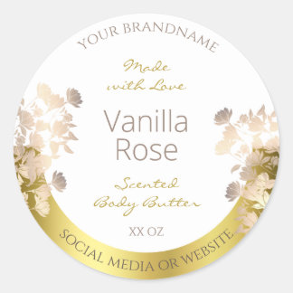 White and Gold Flowers Product Packaging Labels