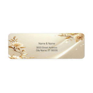 White and Gold Flowers Return Address Label