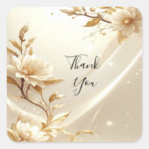 White and Gold Flowers Sticker