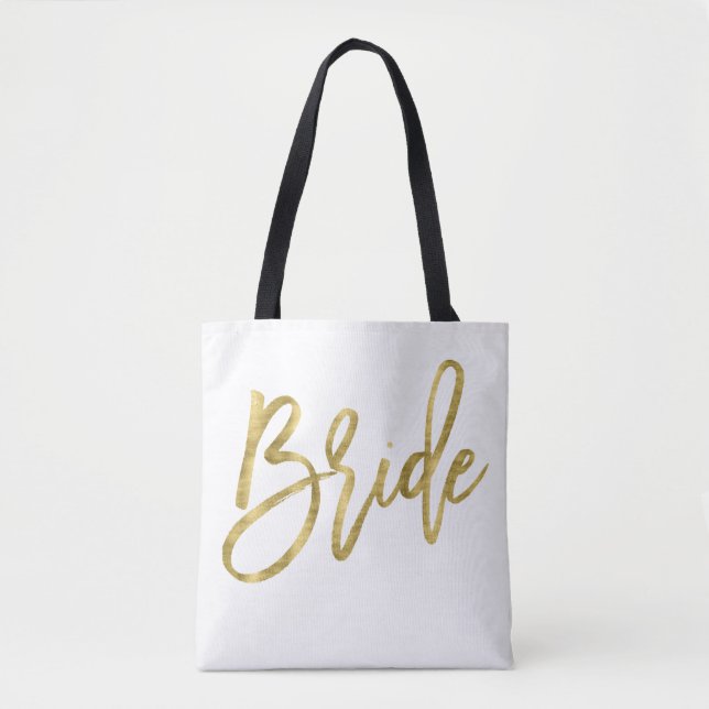 White And Gold Foil Bride Wedding Bags (Front)