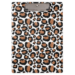 White and Gold Foil Cheetah - Leopard Pattern Clipboard